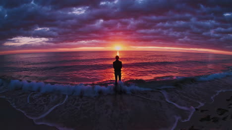 man on beach at sunset