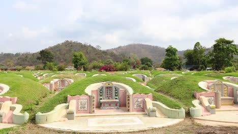 time-lapse of a peaceful hillside cemetery