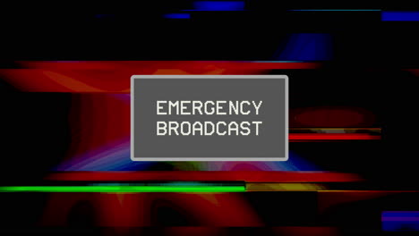 Intentional-distortion-and-glitch-effect-on-a-TV-screen-with-a-flashing-text-in-a-box:-Emergency-Broadcast