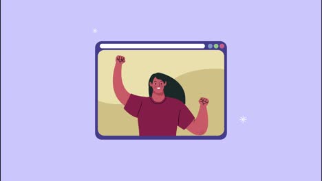 animación de videoconferencia con mujer en la plantilla de la página web