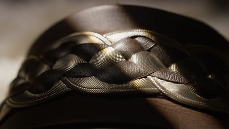 close-up of braided leather detail