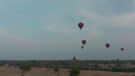 tourist attraction in myanmar, hot air balloon ride above bagan temples