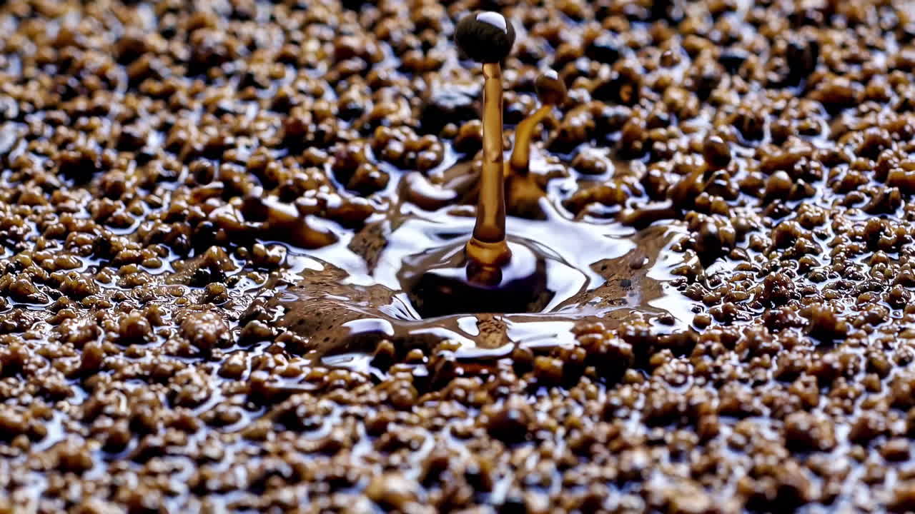 Water Drop on Coffee Grounds