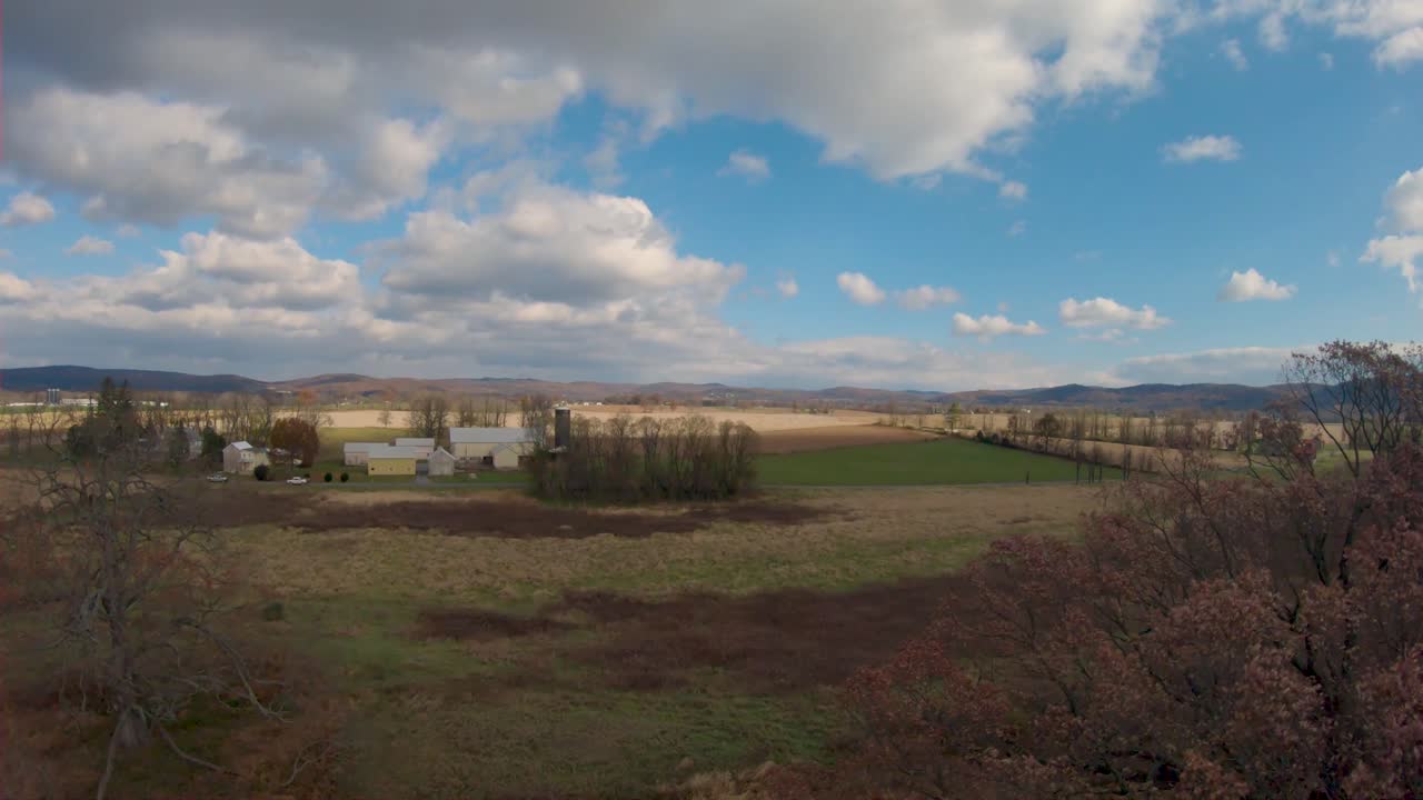4k drone footage of a field in Eastern Pennsylvania