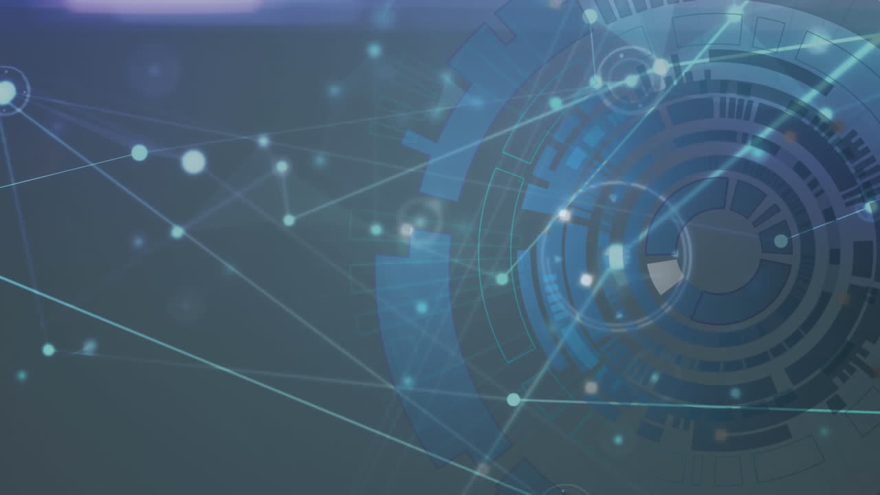 어두운 배경에 범위의 연결 네트워크의 애니메이션