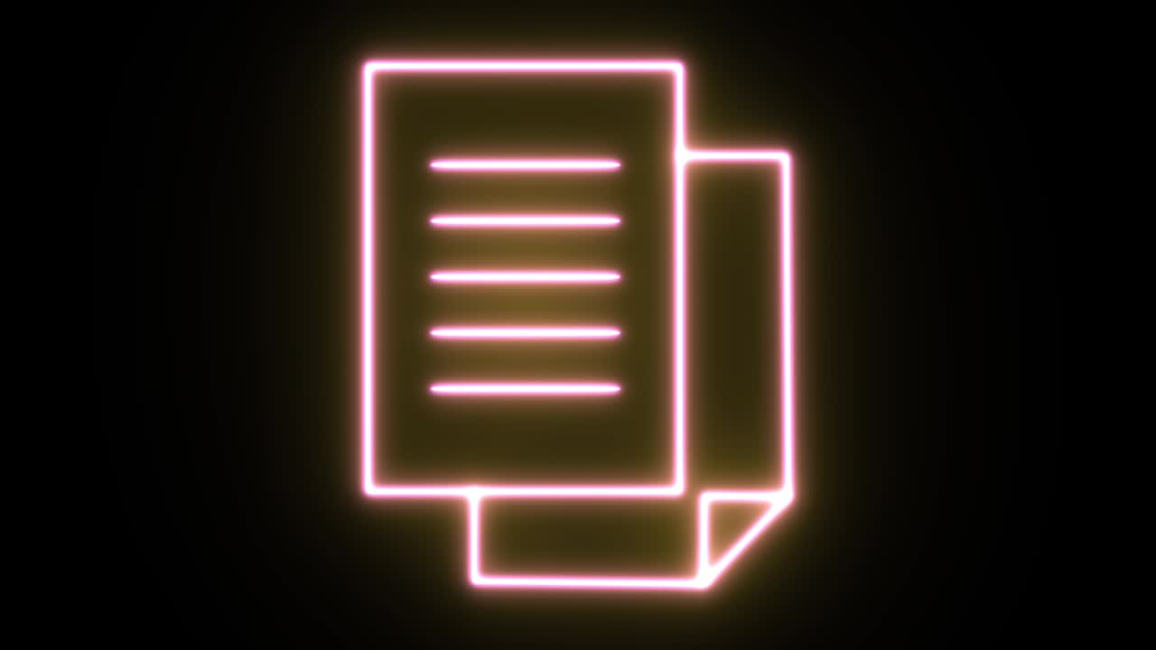 animación de icono de luz de neón. fondo negro 4k uhd.