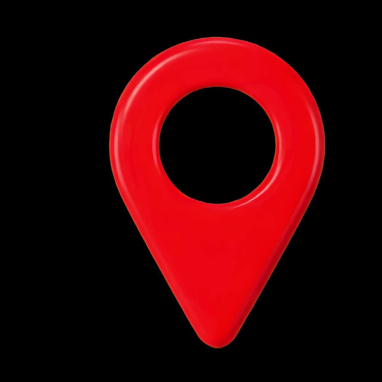 Red location pin icon animation isolated asset, transparent 4K video, alpha channel, ProRes 4444