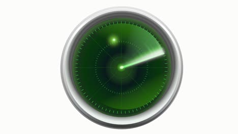 animation loop of an old radar screen with an echo on white background