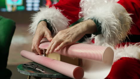 santa wrapping presents