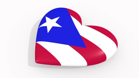 heart in colors and symbols of puerto rico on white background, loop