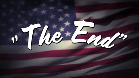 words the end are displayed on american flag