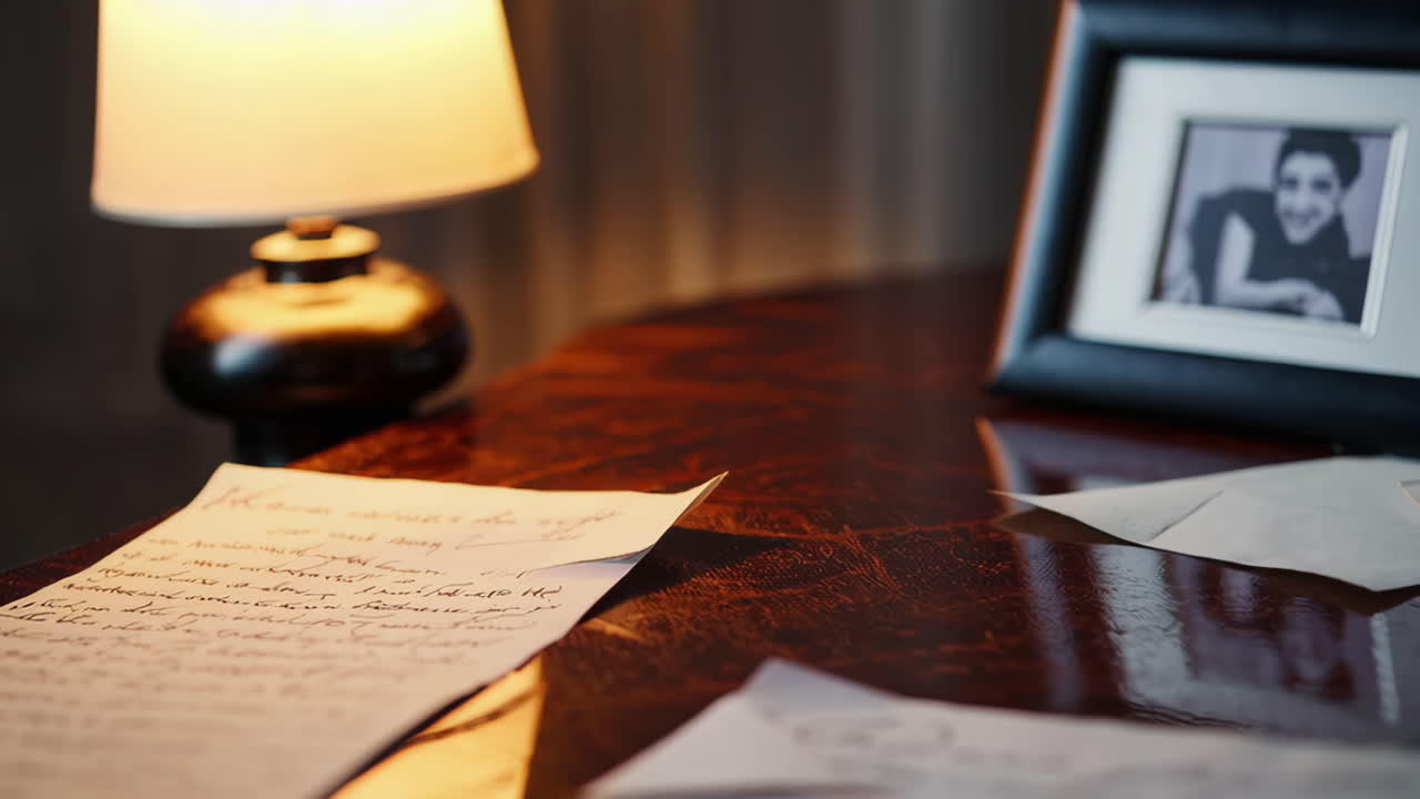 Lettere e ricordi su una scrivania