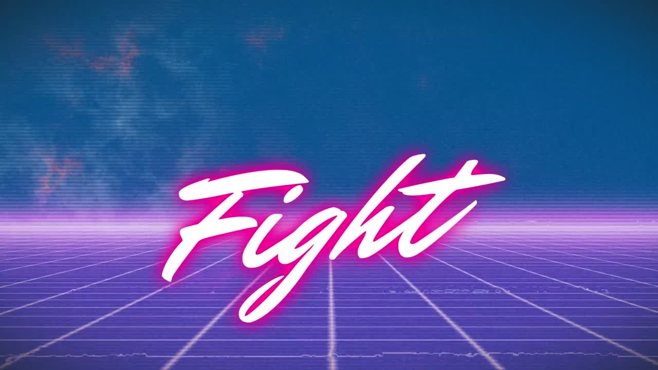 파란색과 보라색 공간에서 싸움의 애니메이션