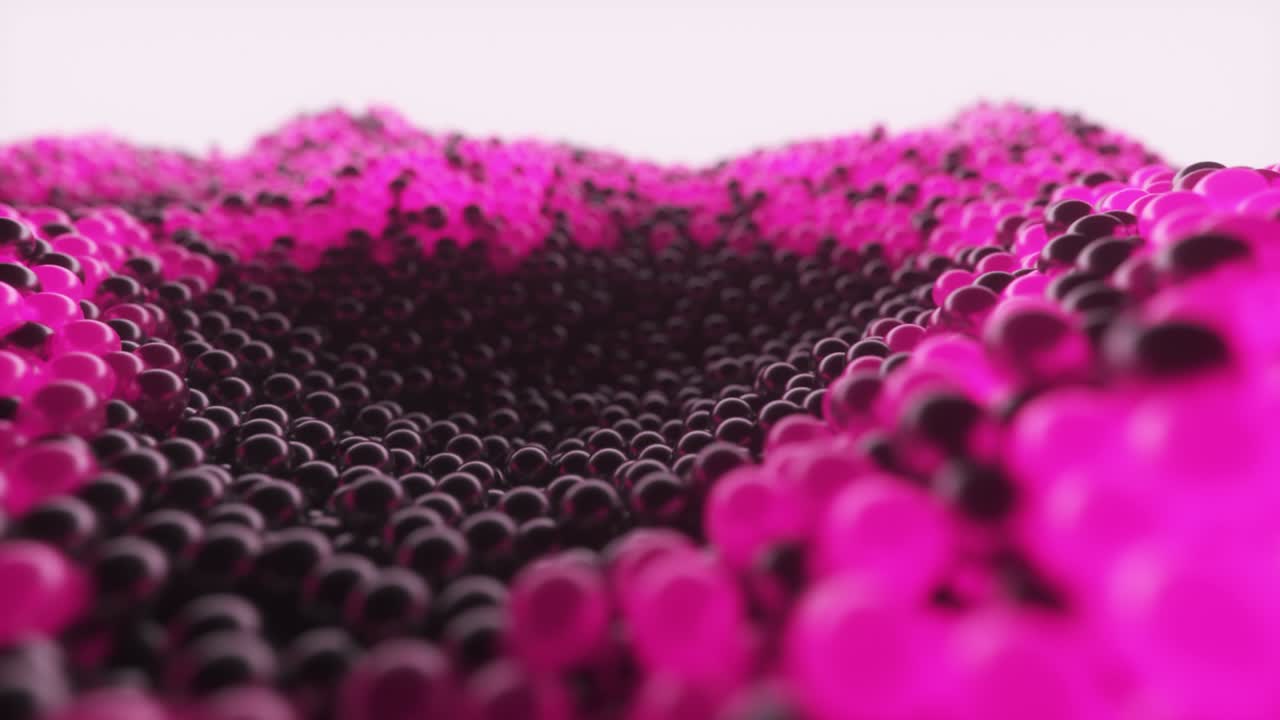 Abstract cloud of randomly glowing pink spheres. Conceptual technology business composition. Seamless loop 3d animation