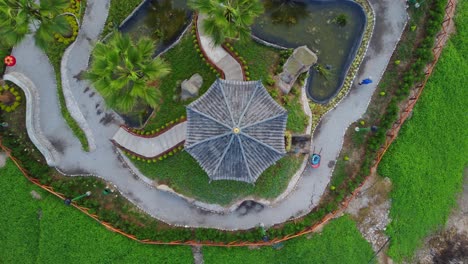 drone 4k footage of a chinese themed public park in lima, peru