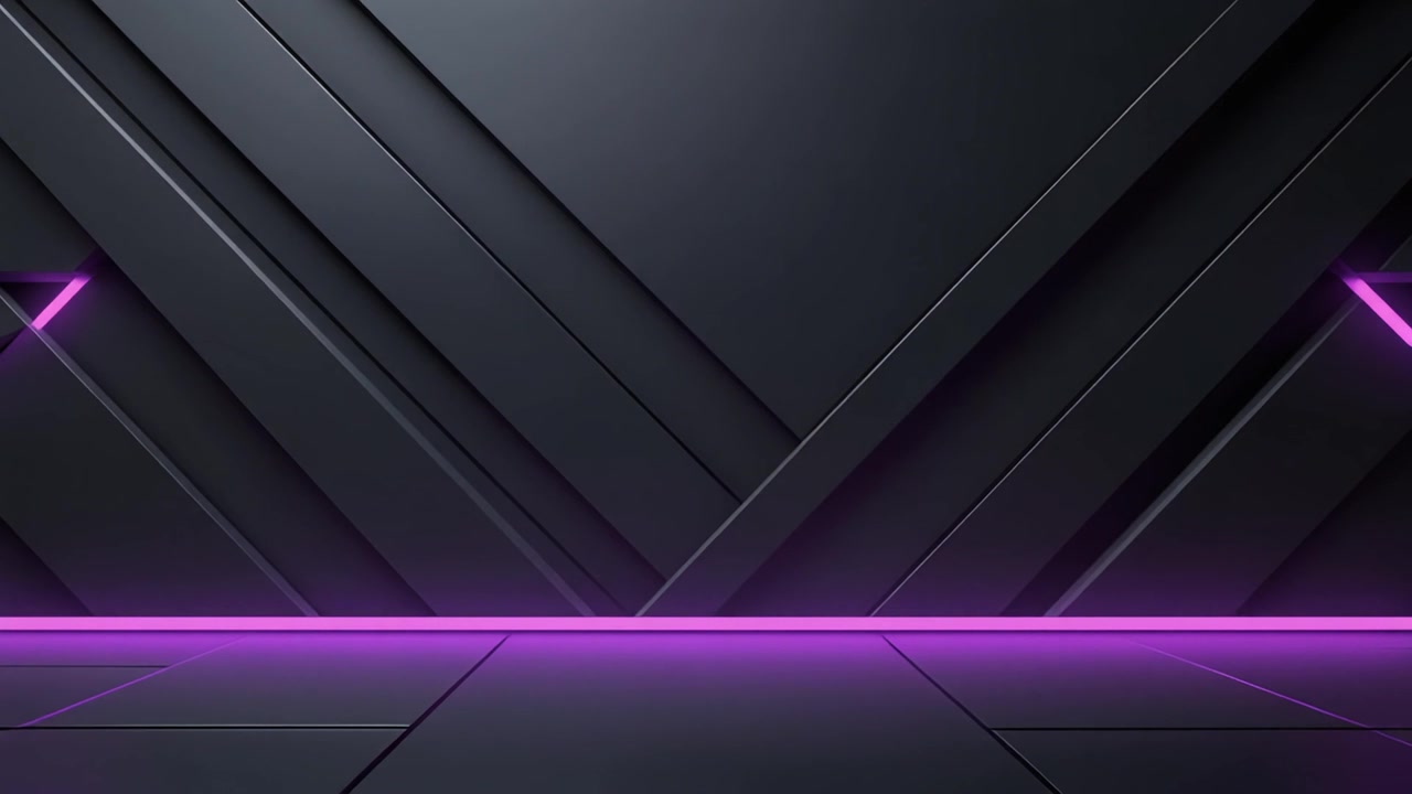 Abstract Dark Background with Glowing Purple Neon Lines