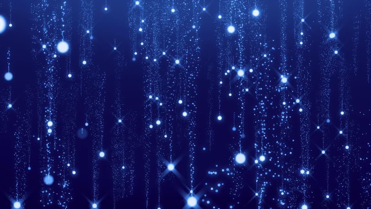 추상적인 파란 마법 빛 흔적 입자 먼지 반이는 배경 카메라 반이는 별을 통해 날아