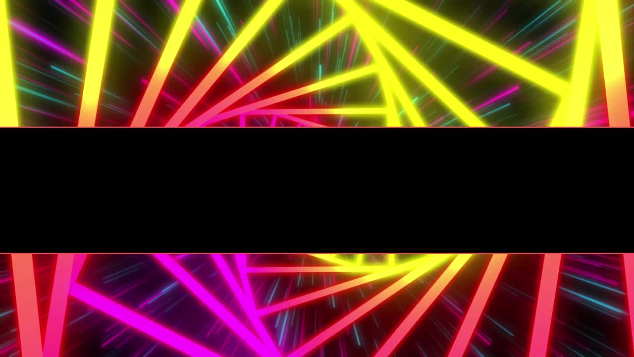 animación de formas en movimiento y línea negra sobre fondo negro