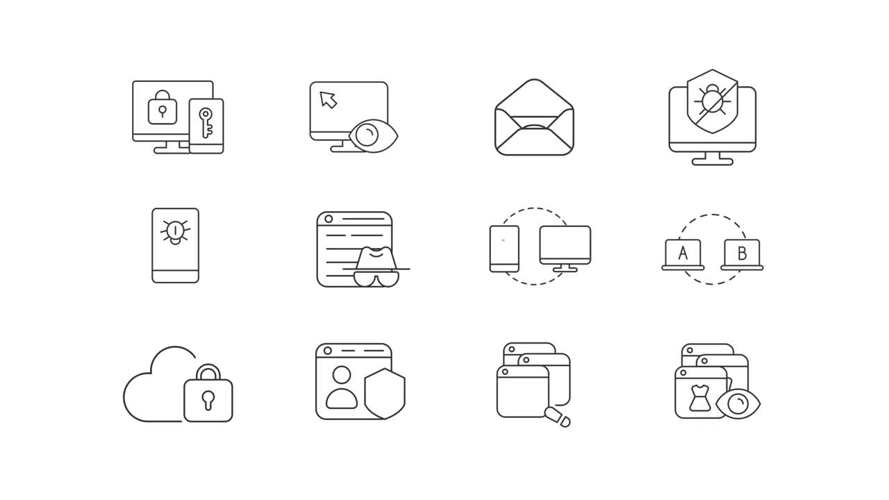 Cybersecurity and Data Protection Icons