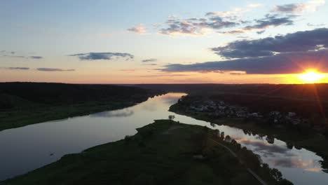 Confluence-of-two-rivers-Nemunas-and-Nevezis,-Kaunas,-Lithuania