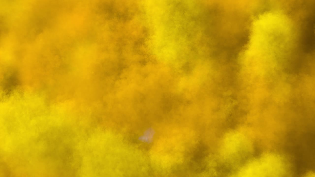 extendiendo humo de color, limpiando el marco concéntricamente hacia adentro.