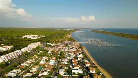 el rompido coastal borough along piedra river with marina in cartaya, huelva, andalucia, spain