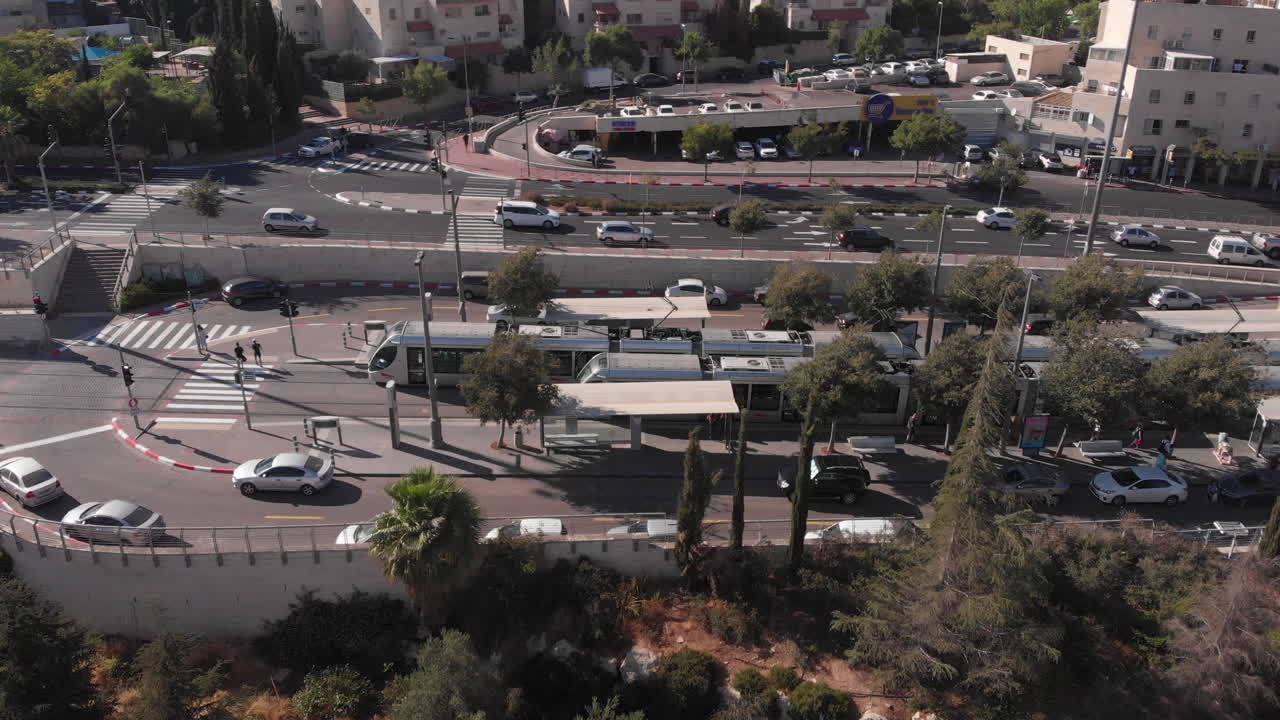 Light Rail station in Jerusalem Aerial view