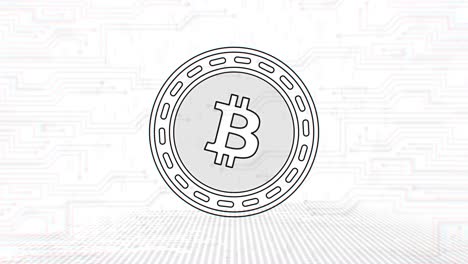 - bitcoin btc - criptomoneda en 3d contorno de la moneda de bucle