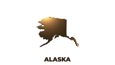 미국 알래스카 주 (alaska state of the united states of america) - 지도에 애니메이션 3d 골드 위치 마커, 비디오에서 화면 투명성 모드로 사용하기 쉽다.