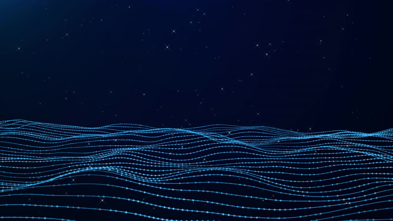 Abstract Digital Wave Background with Glowing Particles