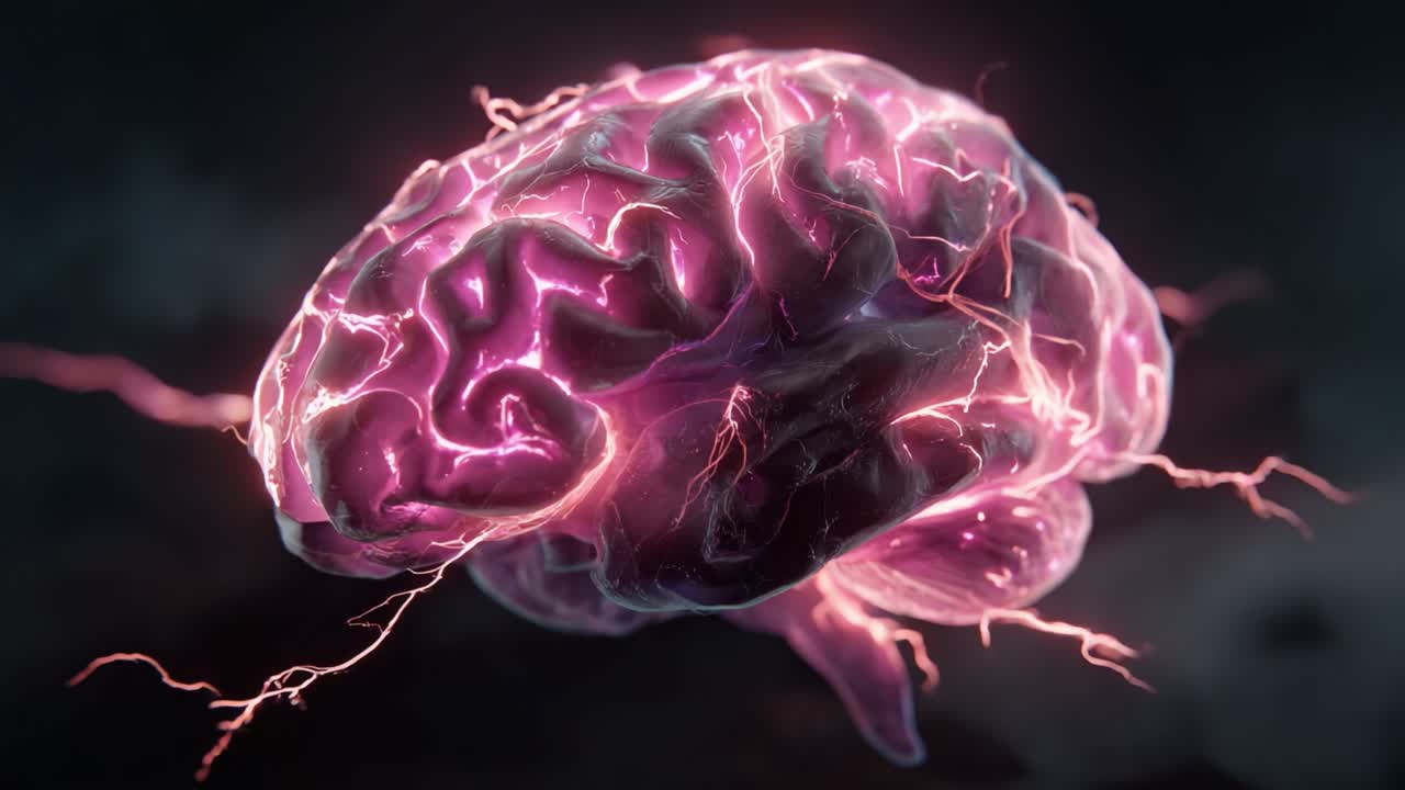 A Stunning Visualization of a Brain Surrounded by Electric Pulses, Signifying Neural Activity and Cognitive Functions in a Beautifully Rendered Artistic Representation