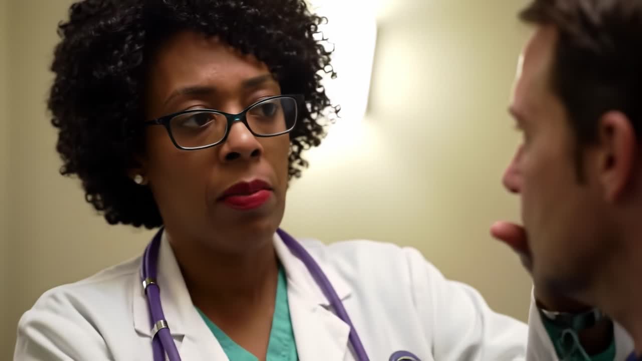 A Compassionate Medical Consultation: A Doctor Engages with a Patient, Fostering Understanding and Trust in a Healthcare Setting