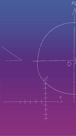animación de fórmulas matemáticas escritas a mano sobre un fondo azul a púrpura
