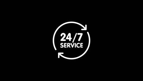 24/7 service icon animation. alpha matte