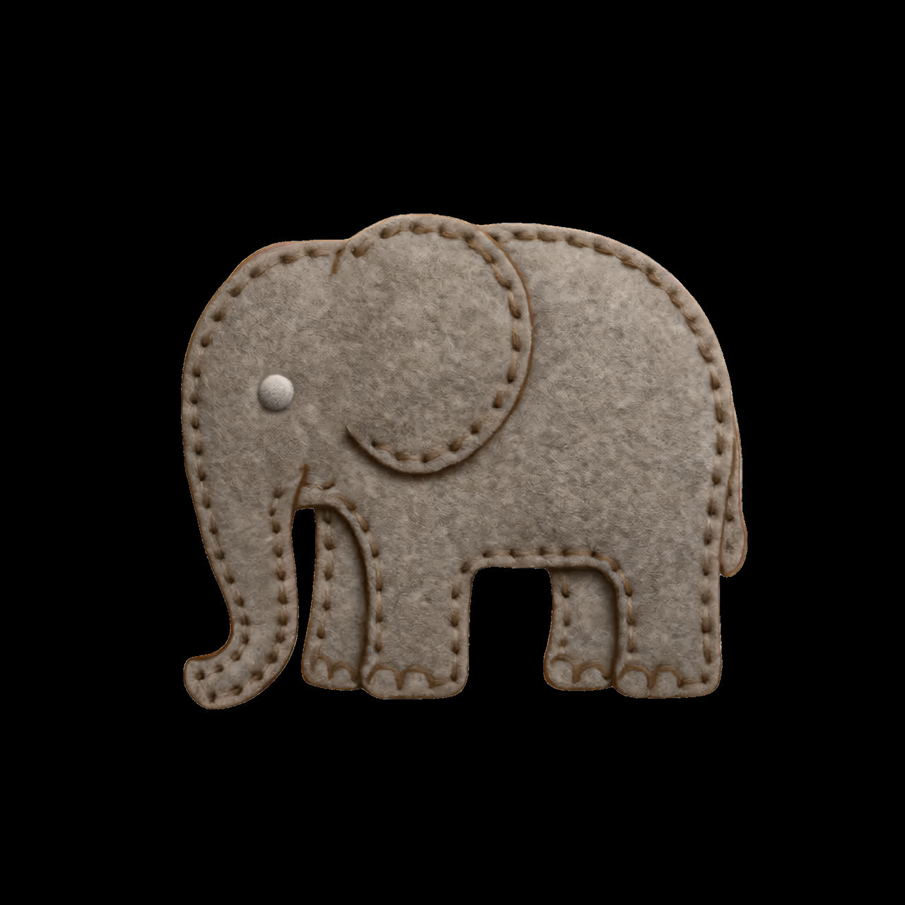 Cute felt elephant design animation isolated asset, transparent 4K video, alpha channel, ProRes 4444