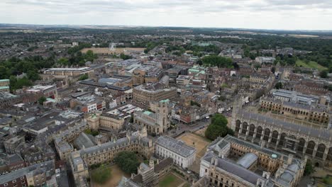 cambridge city centre england drone panning aerial view 4k footage