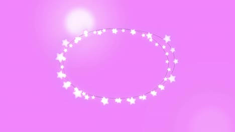 digitally generated video of fairy lights forming an oval against violet background