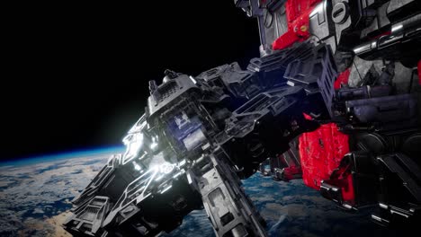 volando una estación espacial animada