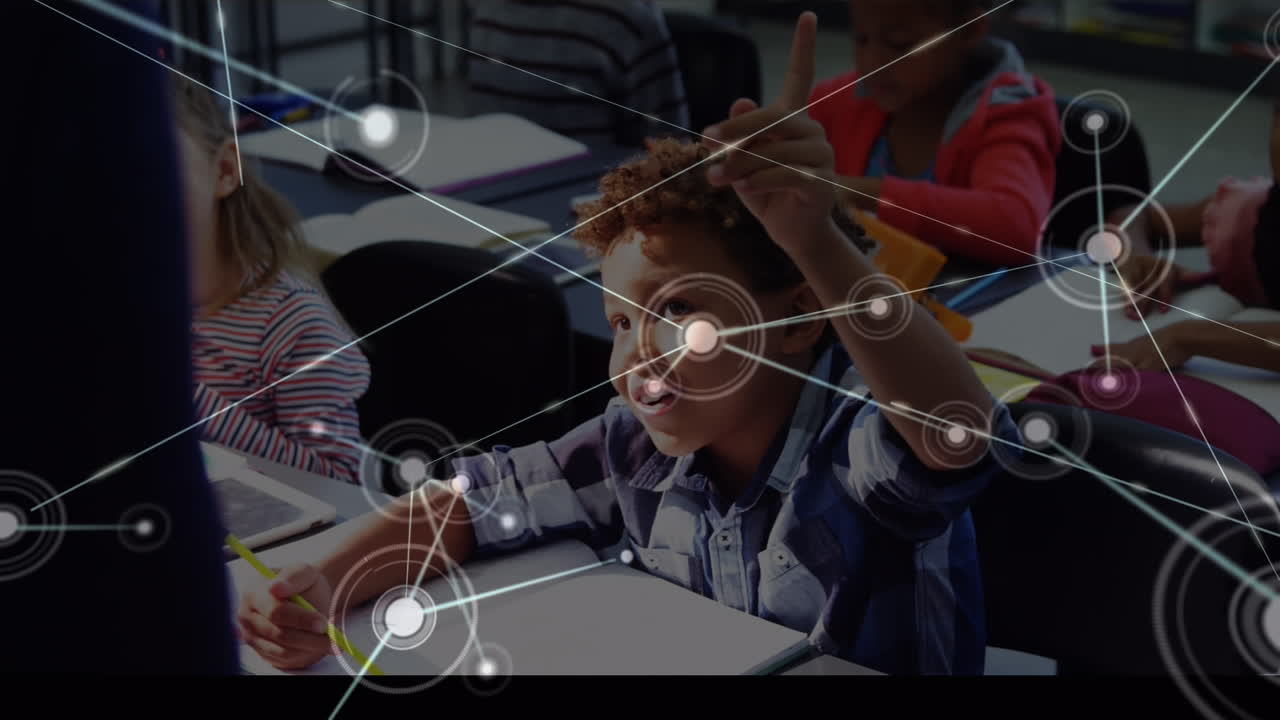 animación de la red de conexiones sobre los niños en edad escolar