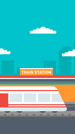 an animation of a modern train background at the station