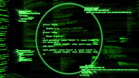 animazione dell'elaborazione dei dati sul cerchio al neon