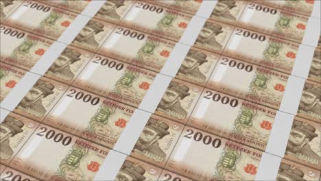 2000-Ungarische-Forint-Banknoten,-Gedruckt-Von-Einer-Geldpresse