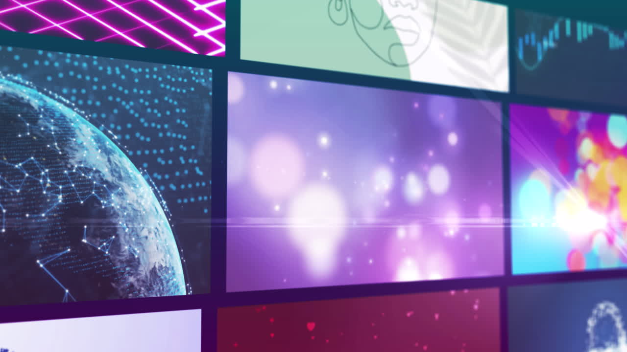 다중 스크롤 비즈니스, 레저 및 기술 화면의 복합 애니메이션