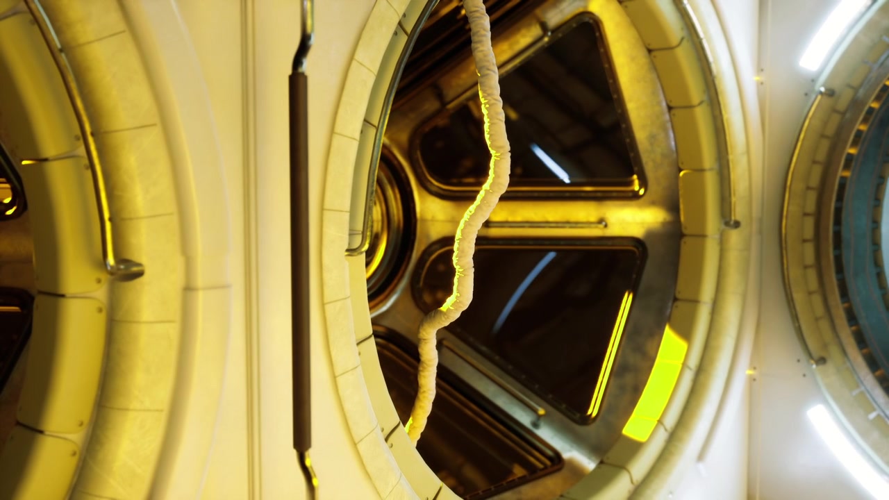 Simulated zero gravity corridor within station used for training