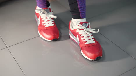 woman tying laces