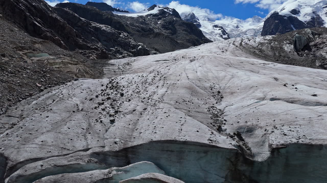 Stunning view of Morteratsch Glacier, serene and majestic alpine landscape