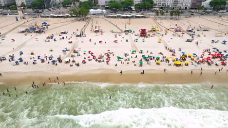 beachgoers enjoying sunny summer weather on copacabana beach, rio