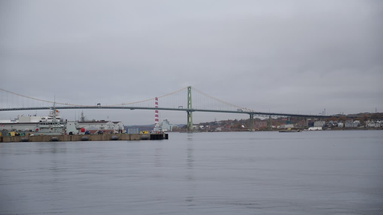 Bridge over Harbour with docks