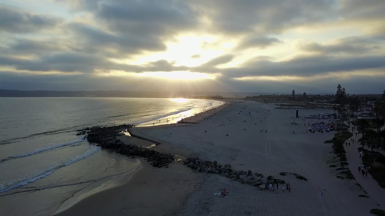 San Diego Beach Sunset drone beach run
