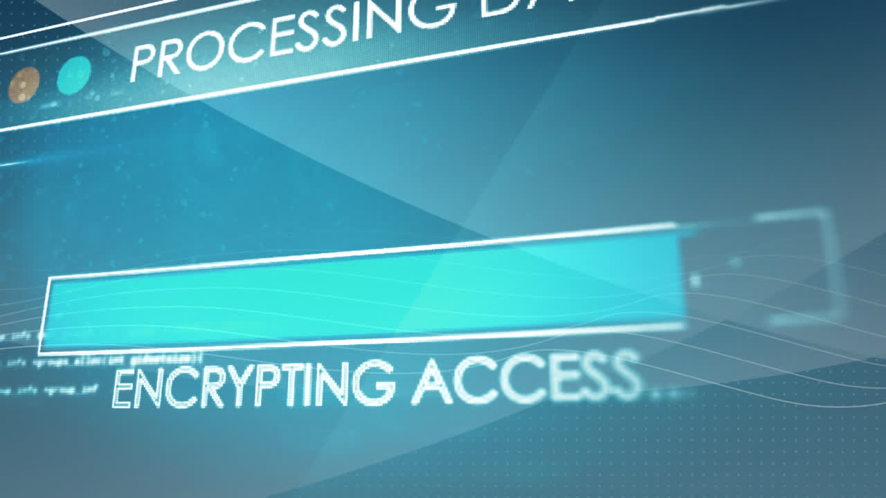 animación del procesamiento de datos sobre fondo azul